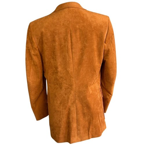 Men's Vintage 80s Rust Brown Ultrasuede 2 Button Blazer Sports Coat 38 -40 R - Picture 8 of 9